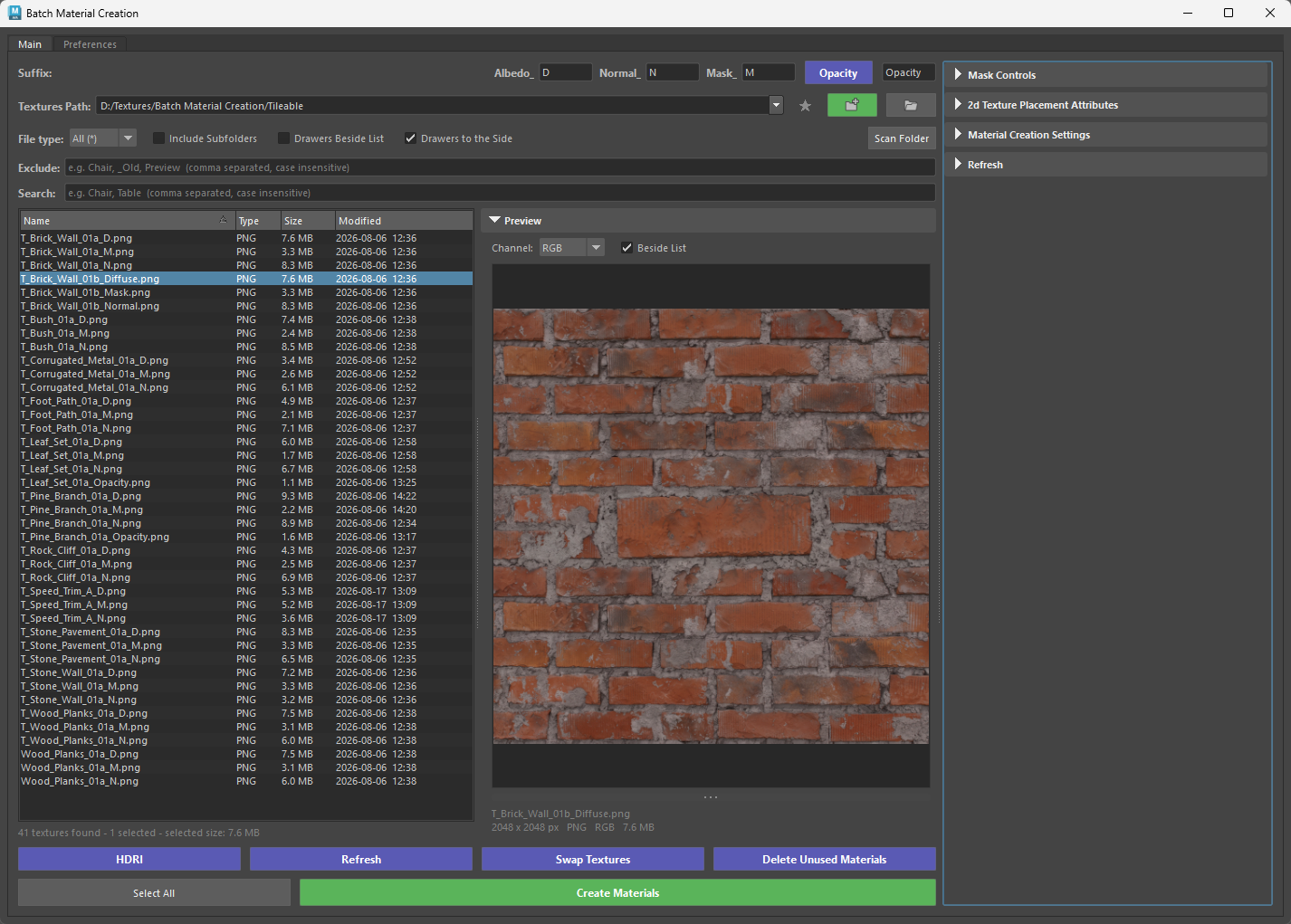 Batch Material Creation